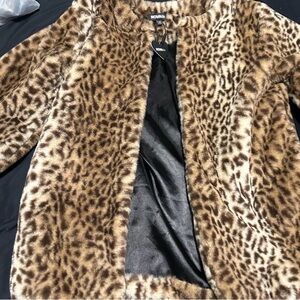 Fashion Nova Leopard Print Teddy Jacket
